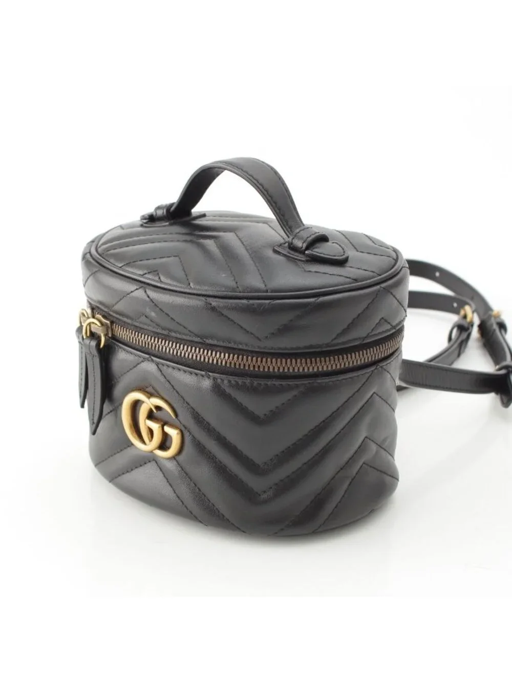 Gucci GG Marmont Leather Vanity Shape Backpack Black